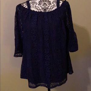 Absolutely Famous Navy blue lace top